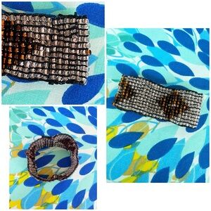 Native beaded Bracelet with Black and Brown Accents